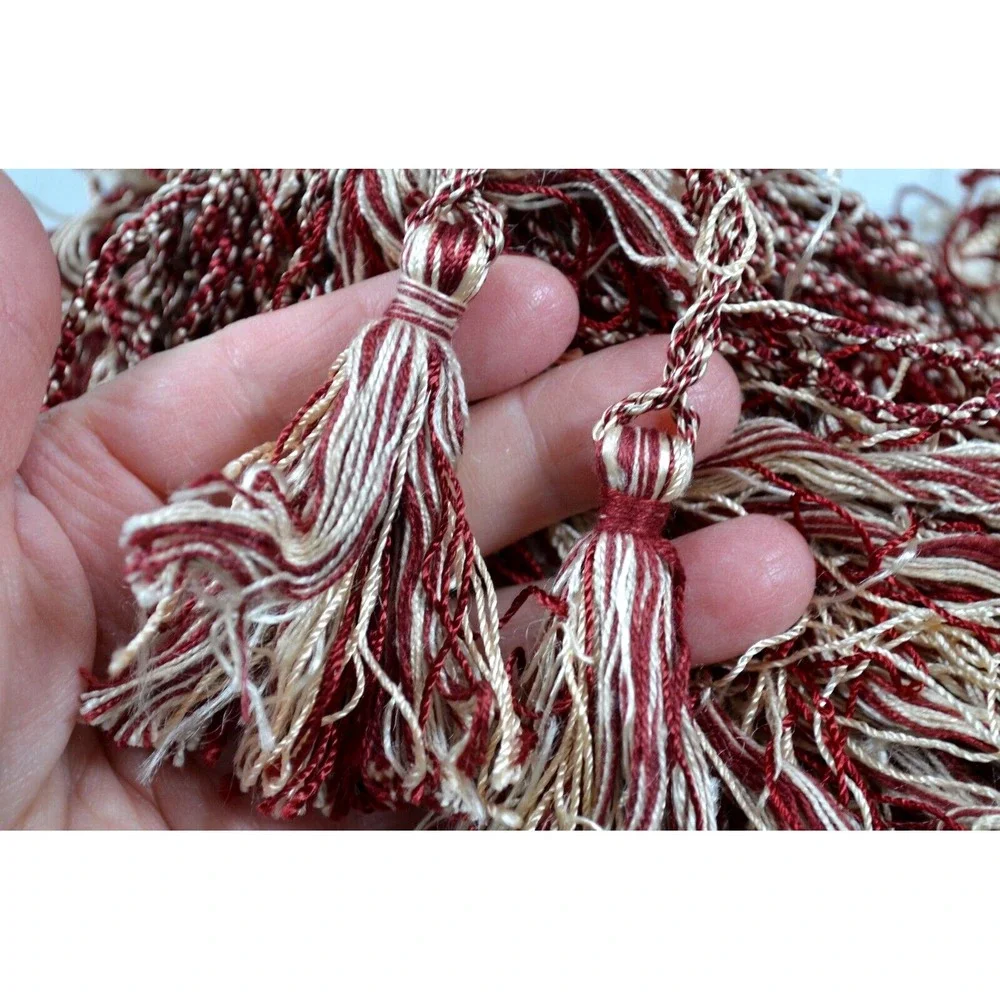 Lot of 4 Vintage Red & Ivory Drapery TieBacks Twisted Cord‎ Regency Shabby Chic